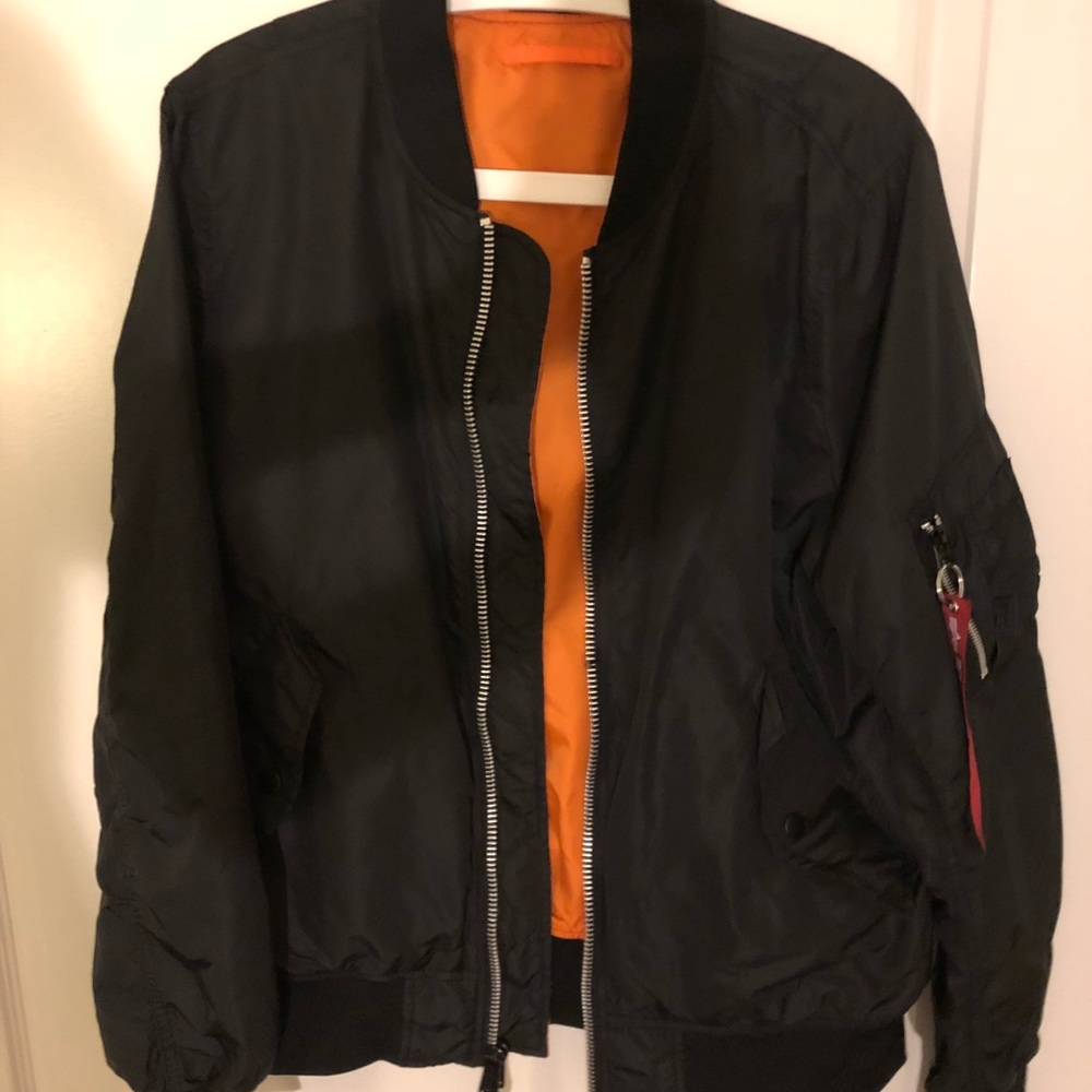 Alpha Industries Black Bomber Jacket Thin Size L